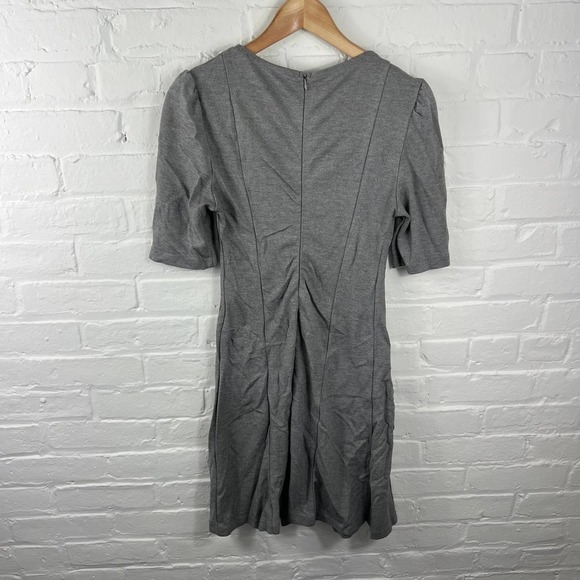 Anthropologie Womens 3/4 Sleeve Shift Mini Dress Crew Neck Back Zip Gray Size XS - Picture 2 of 4